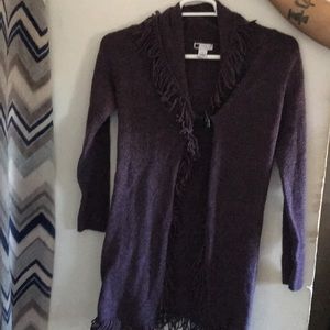 Purple cardigan sweater